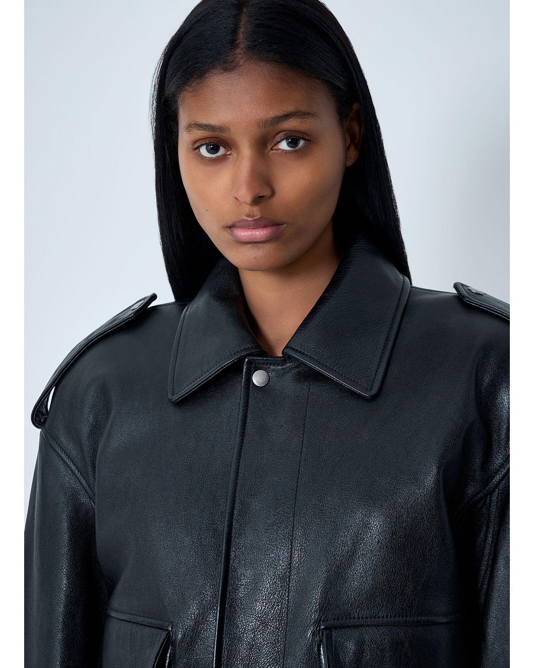 Saint Laurent Blue Grained Leather Jacket