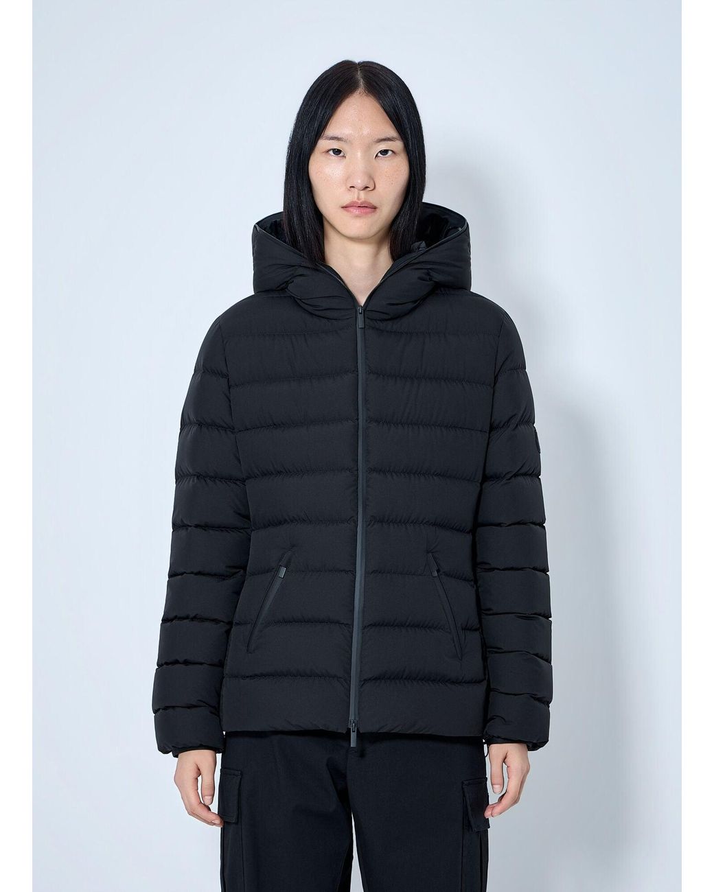 Moncler Blue Herbe Hooded Short Down Jacket