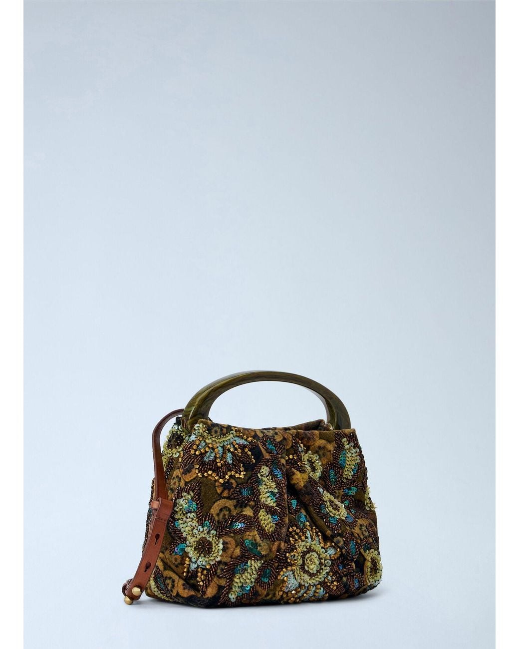 Dries Van Noten Green Crisp Metallic Crossbody Bag