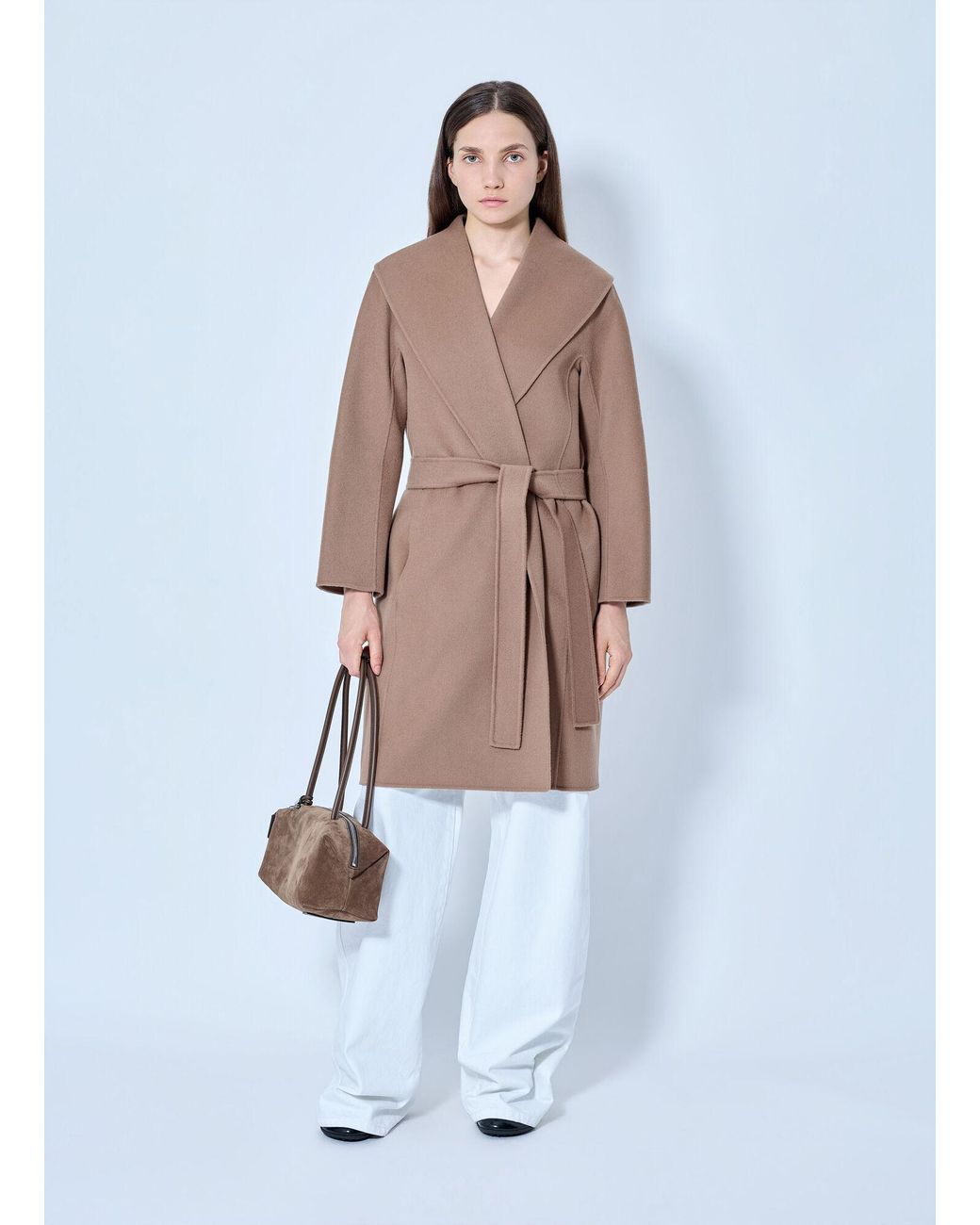 Max Mara White Belted Wrap Coat