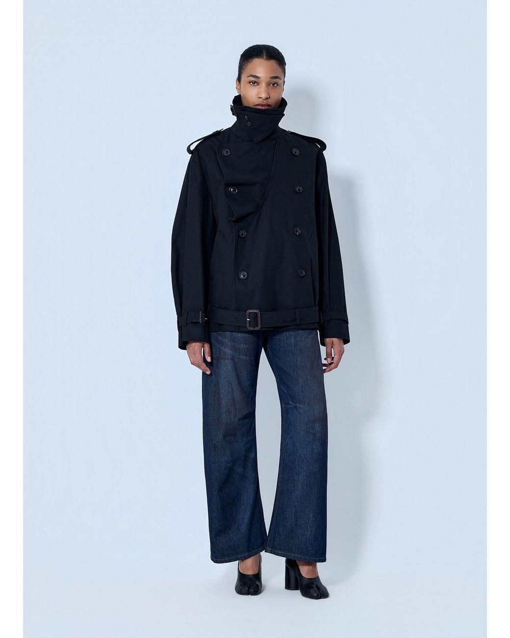 Maison Margiela Blue Double-Breasted High-Collar Jacket