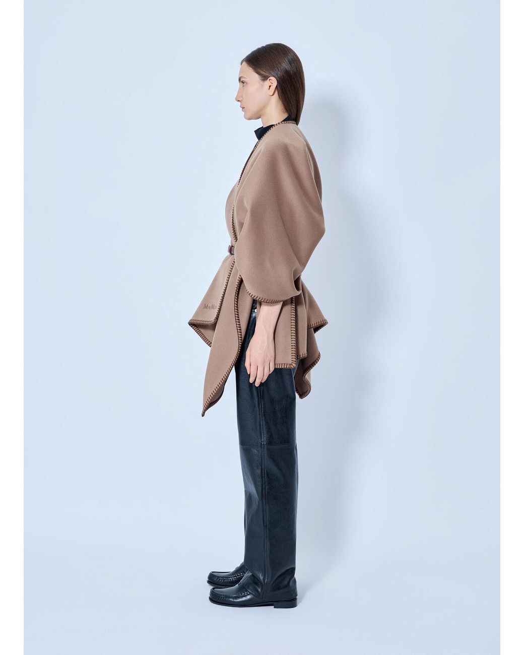 Max Mara Blue Belted Wool Wrap