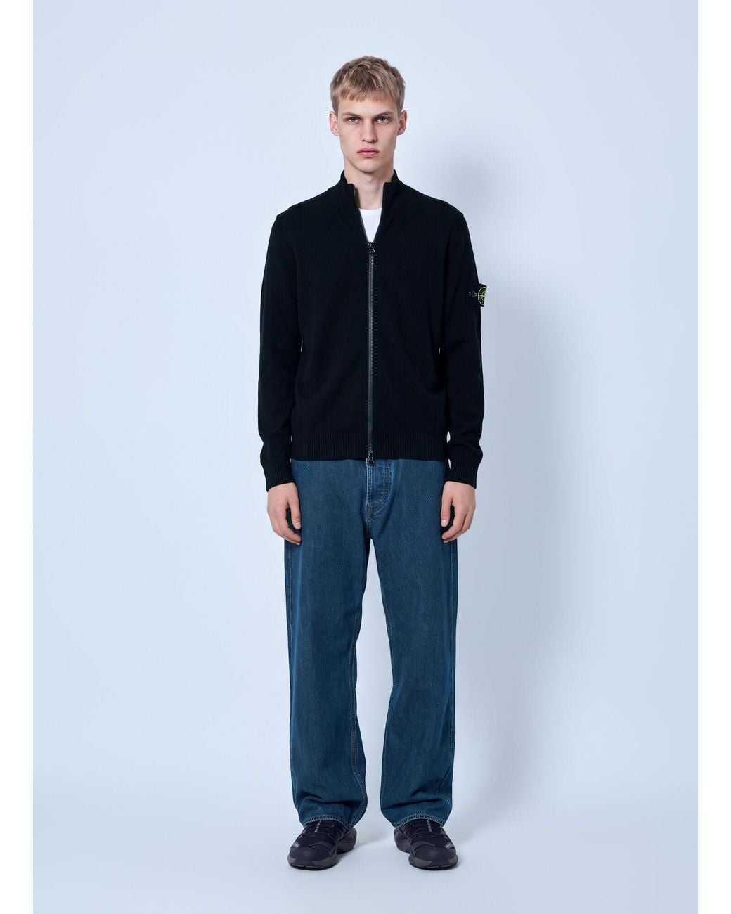 Stone Island Blue Five-Pocket Wide-Leg Denim Jeans for men