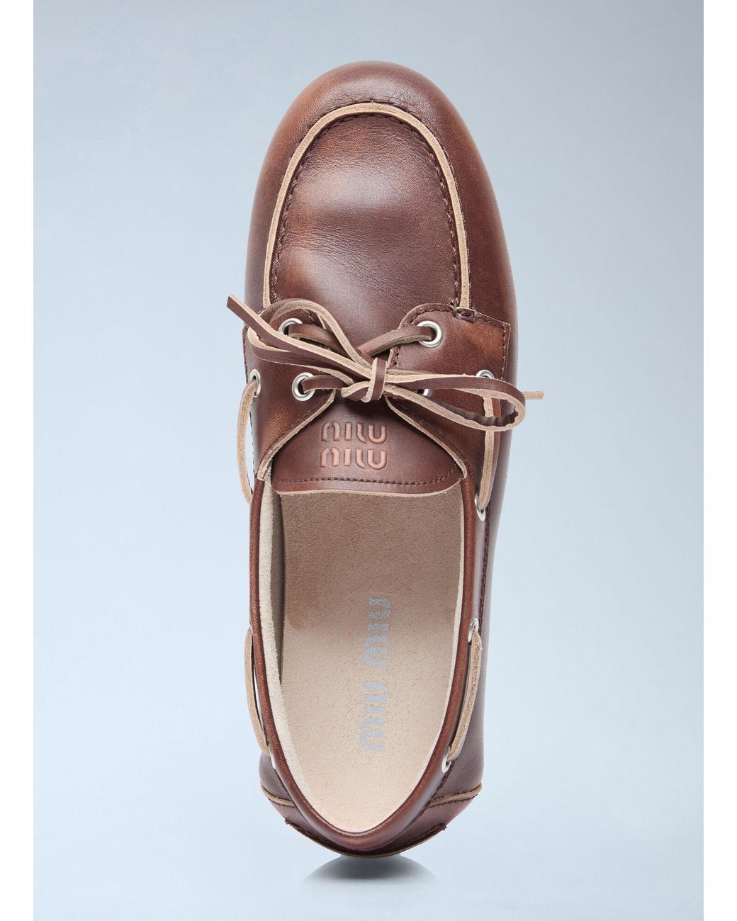 Miu Miu Brown Lace-Up Loafers