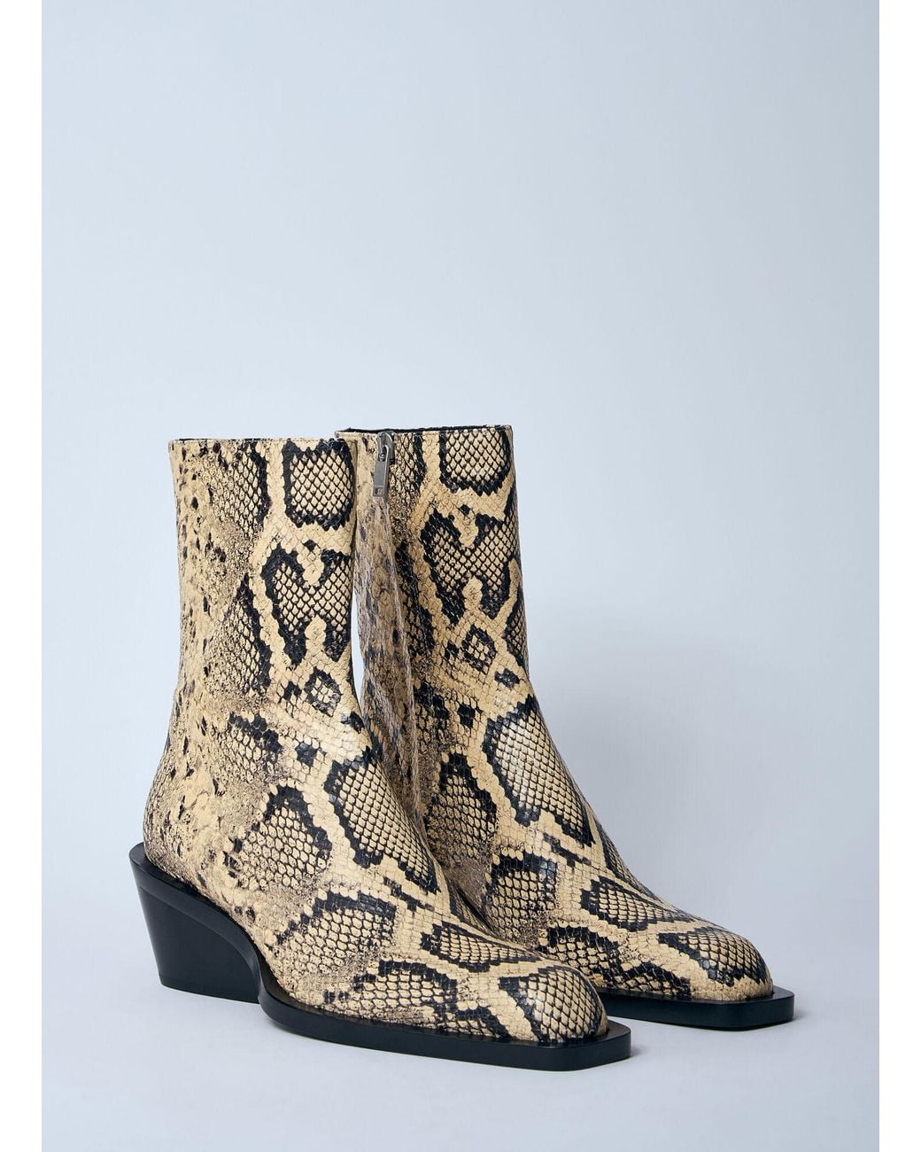 Jil Sander White Snakeskin Embossed Leather Boots