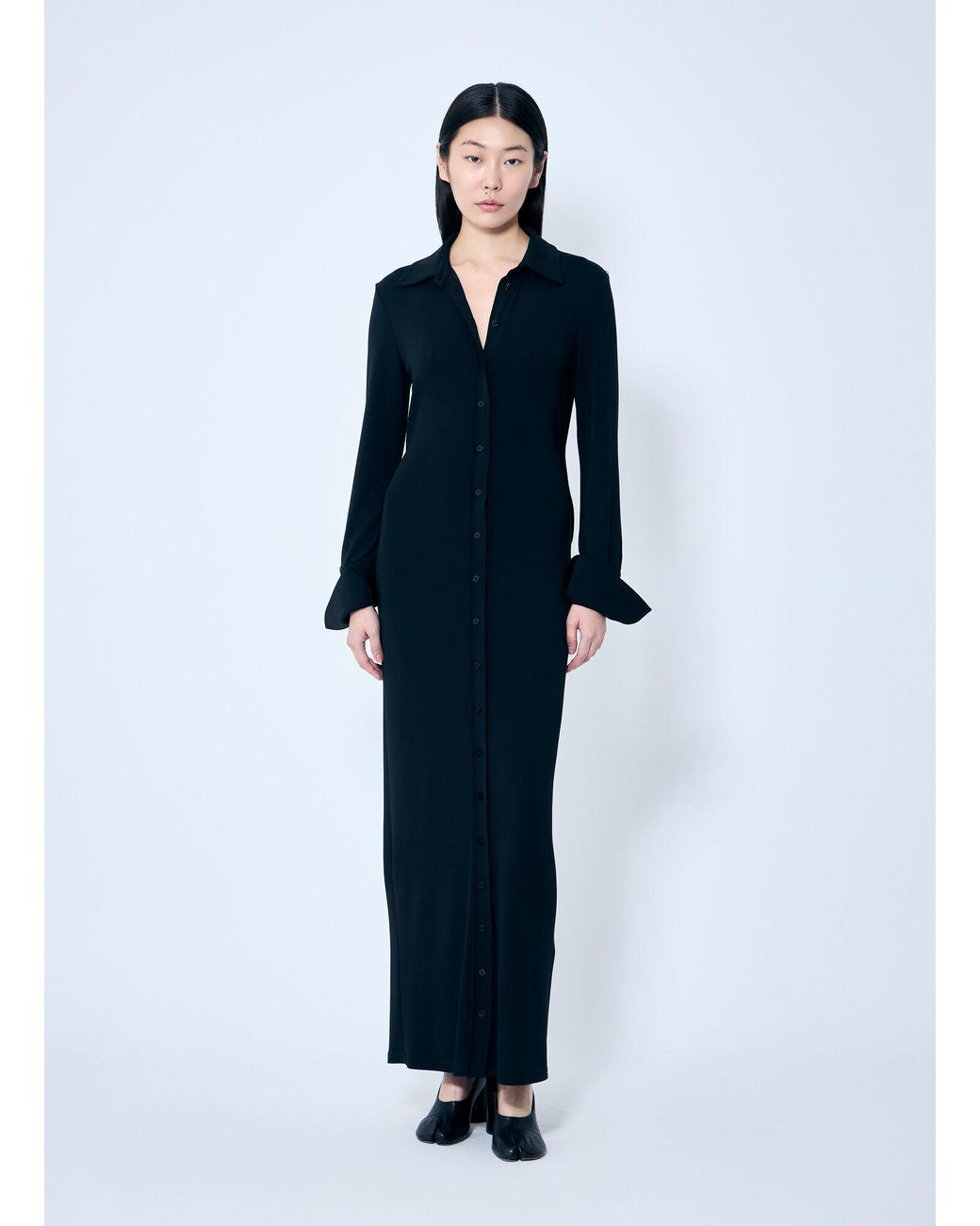 Sportmax Blue Crepe Jersey Shirt Dress