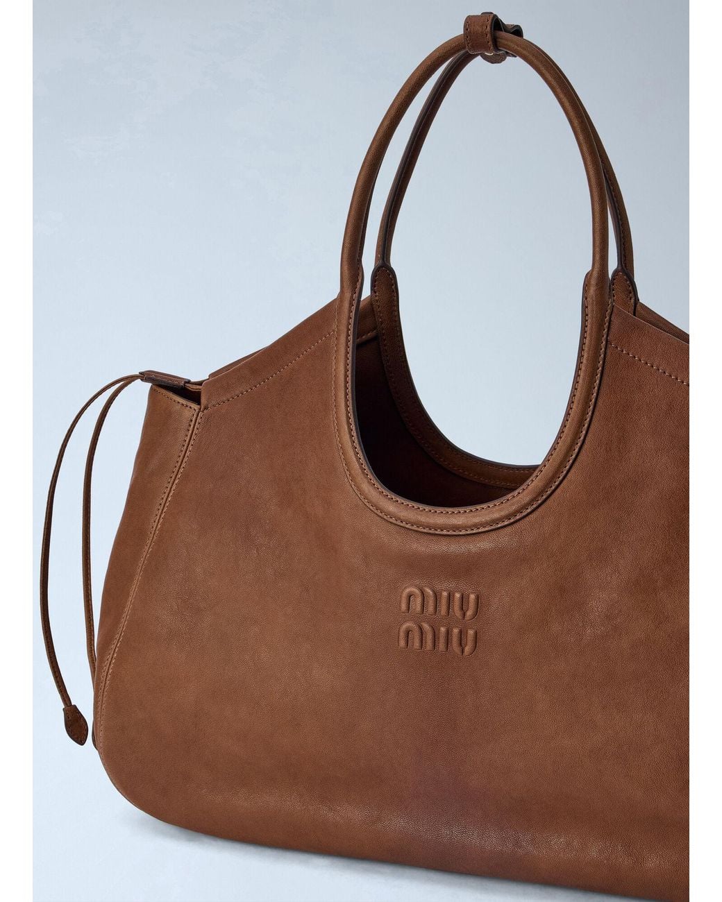 Miu Miu Brown Ivy Nappa Leather Shopping Bag