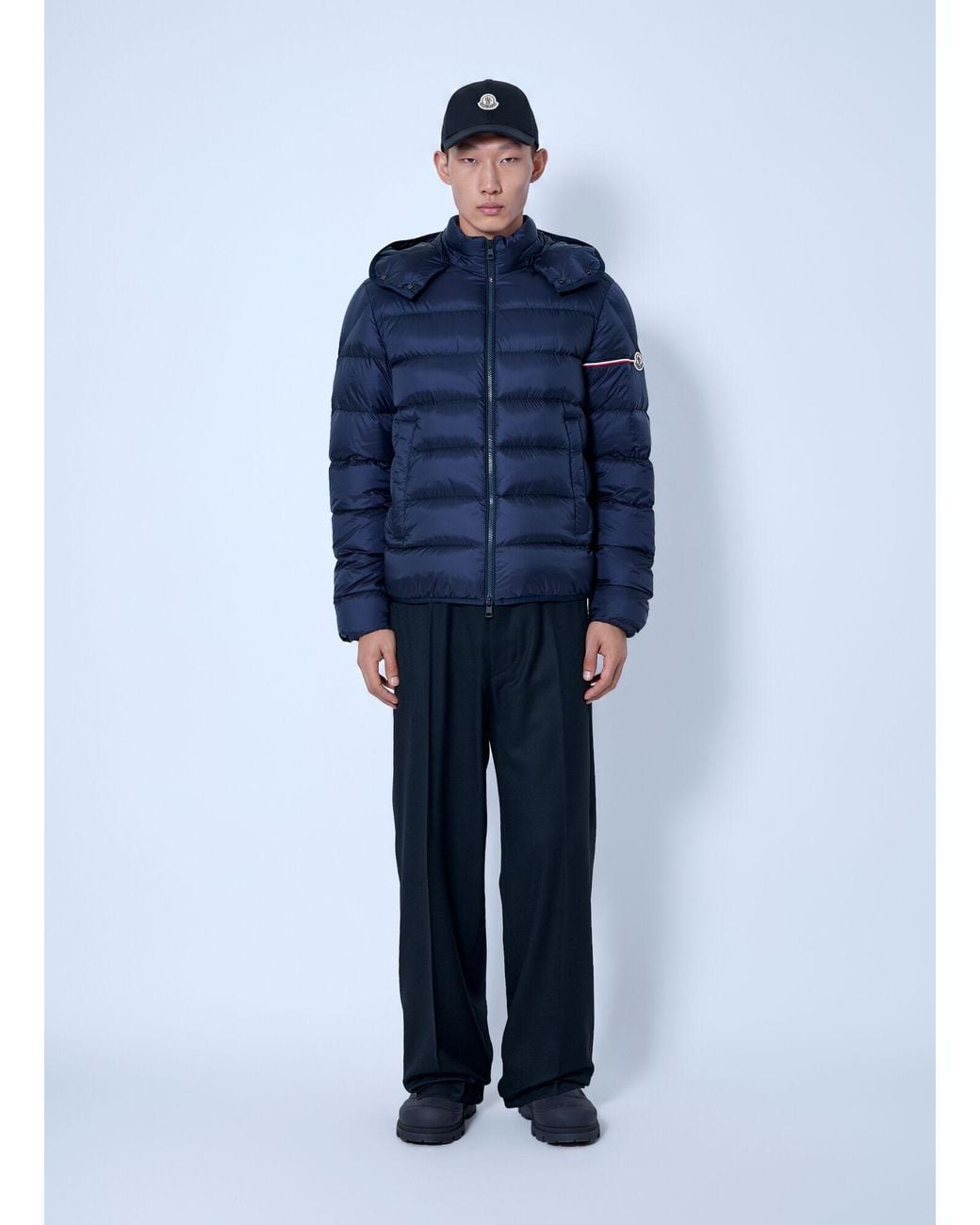 Moncler Blue Ravenlock Hooded Short Down Jacket for men