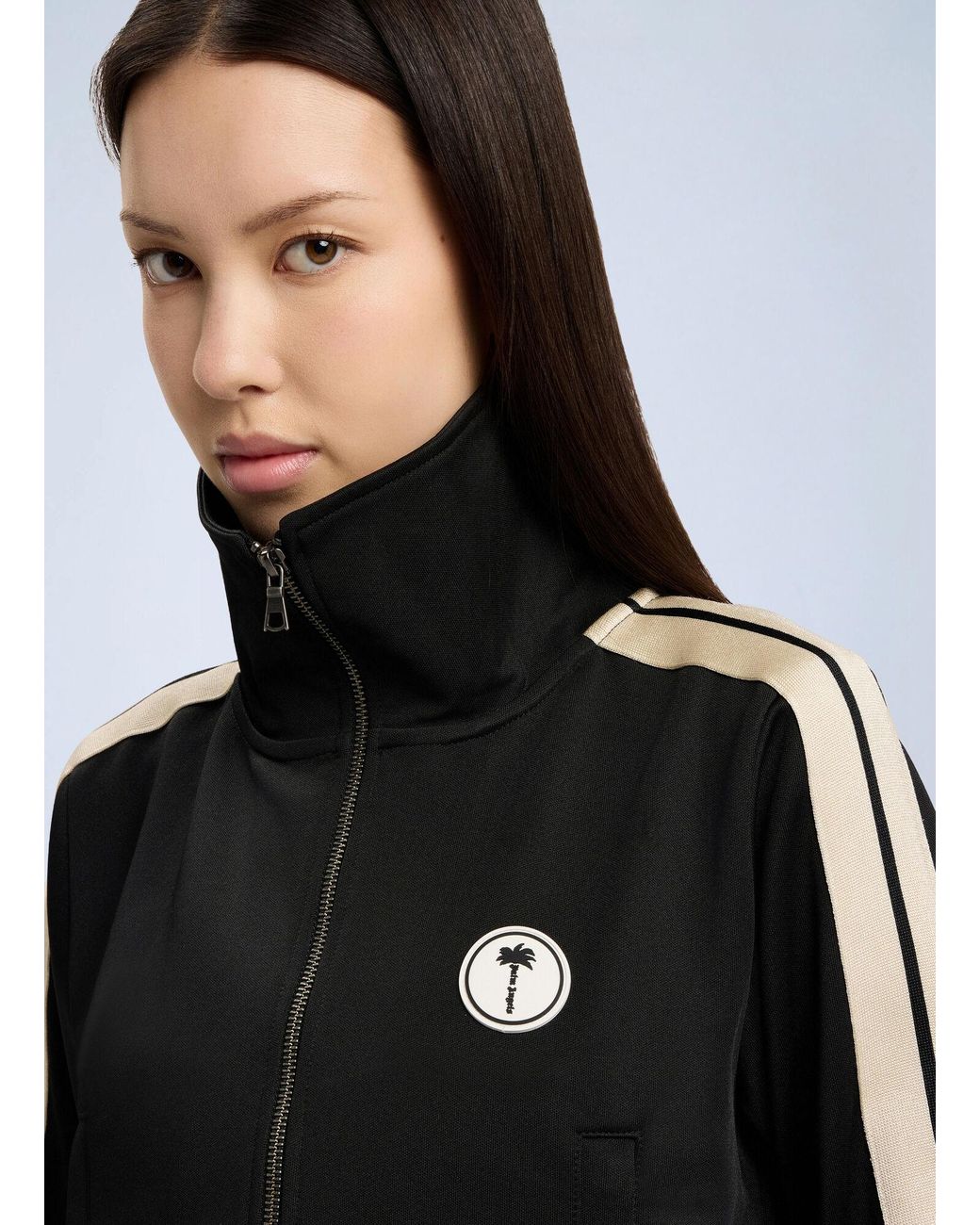 Palm Angels Black Tree Logo Crop Track Jacket