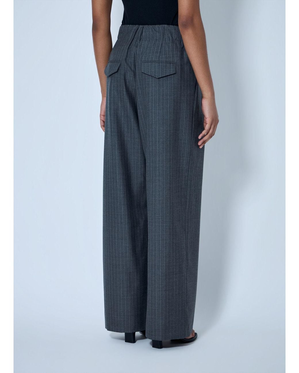 Jil Sander Blue Pinstripe Wide-Leg Trousers