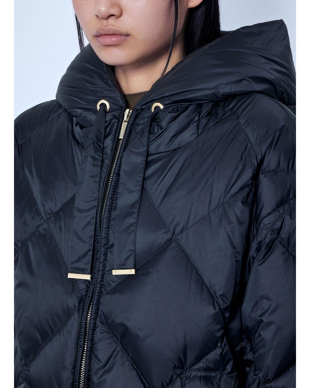 Max Mara Blue Diamond-Quilted Coat
