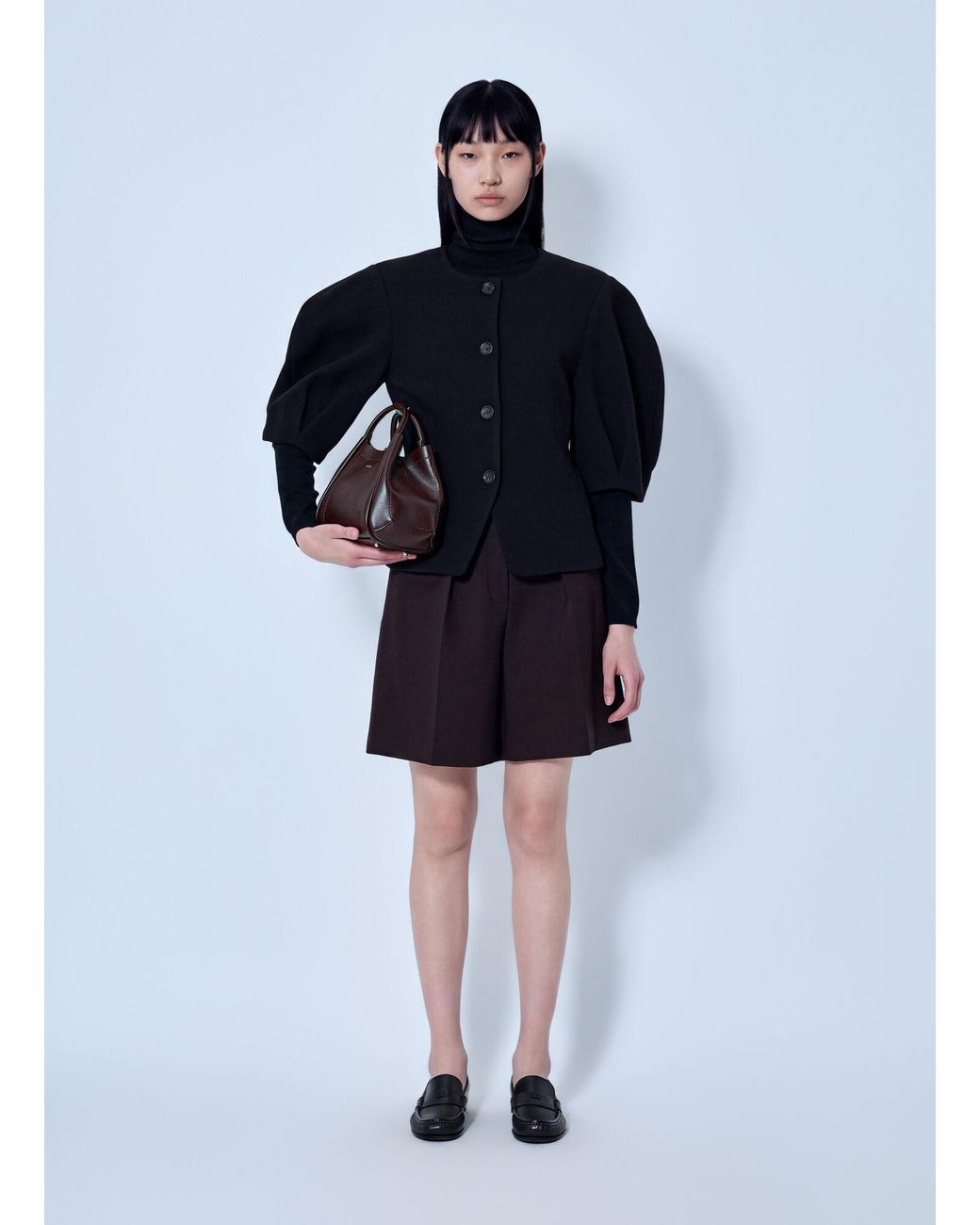 Max Mara Black Pleated Tailored Shorts