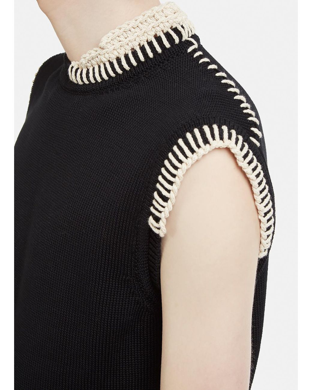 Jil Sander Whipstitch Sleeveless Knit Vest In Black for Men | Lyst 