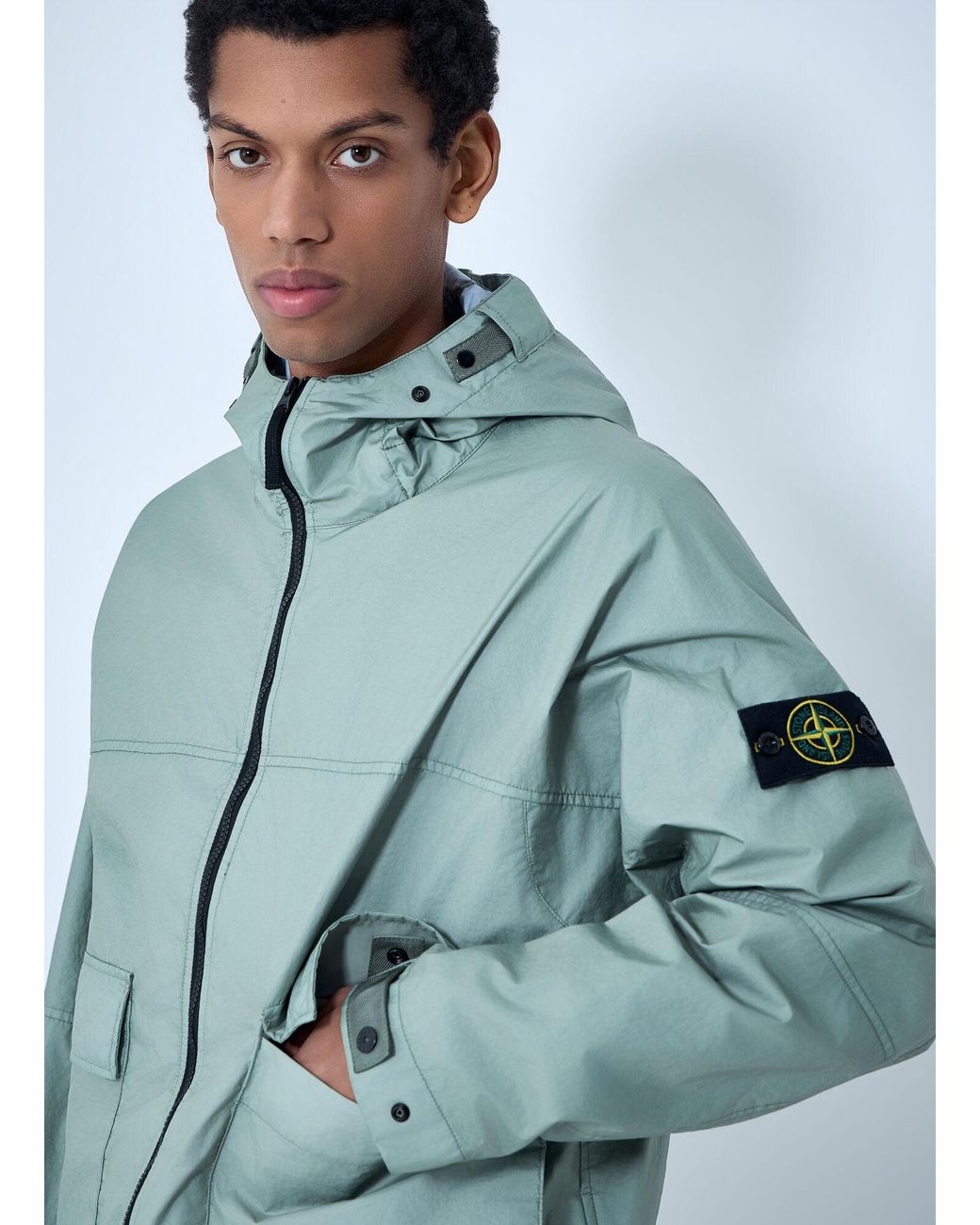 Stone Island Blue Short Parka Jacket for men