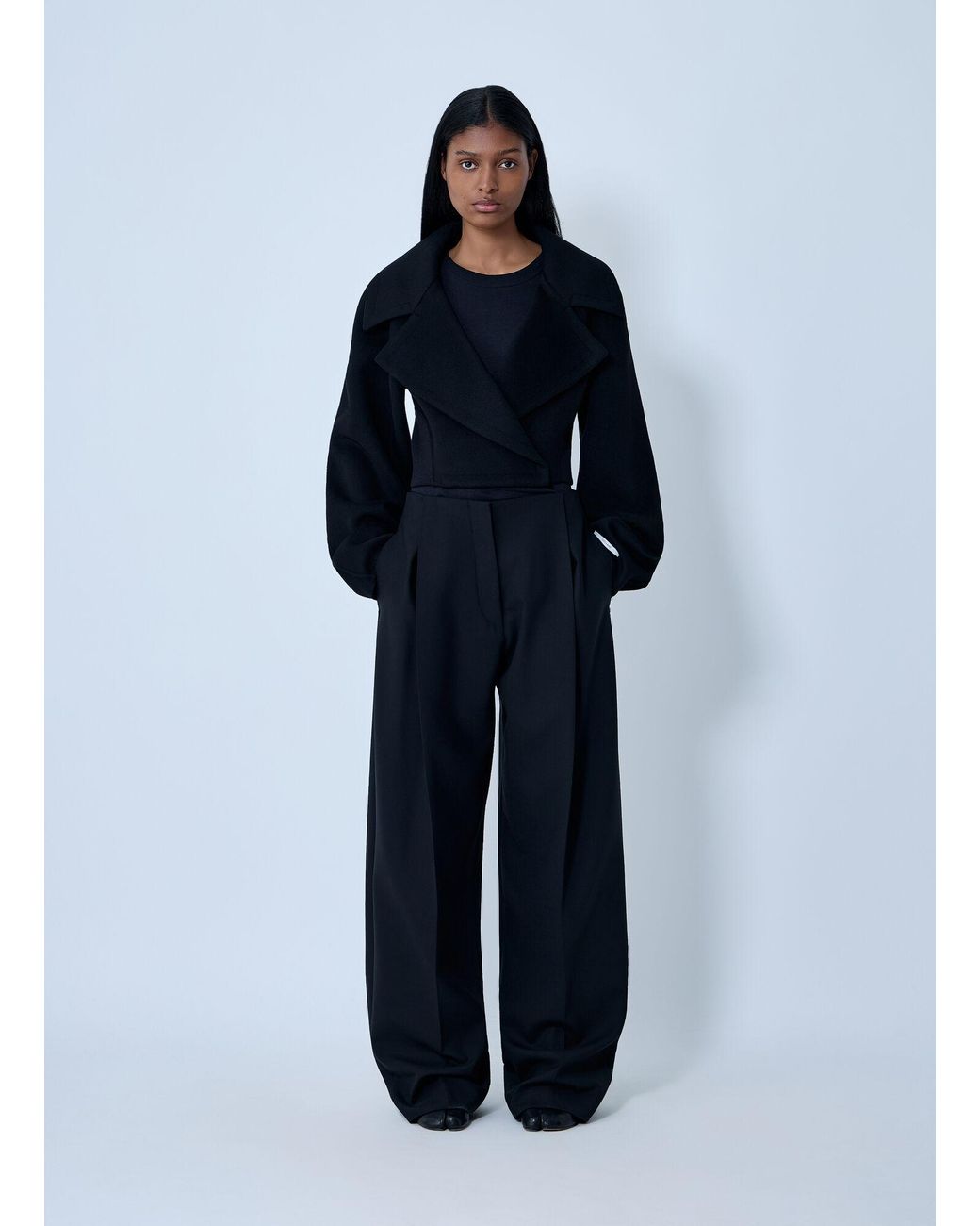 Sportmax Blue Wool-Blend Tailored Pants