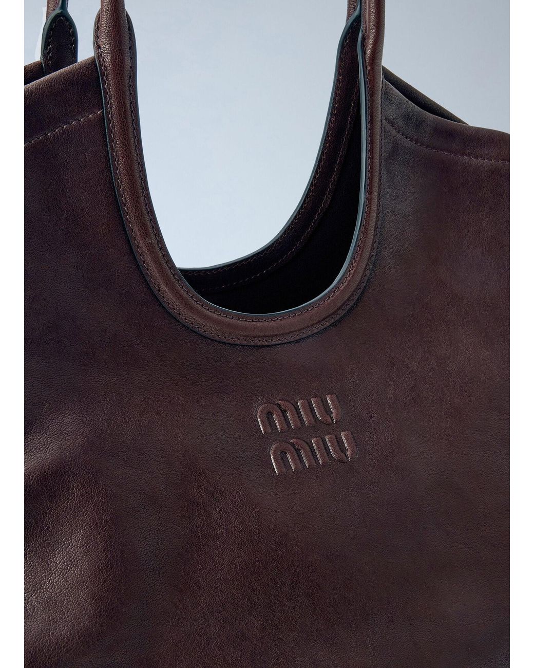 Miu Miu Brown Ivy Nappa Leather Shopping Bag