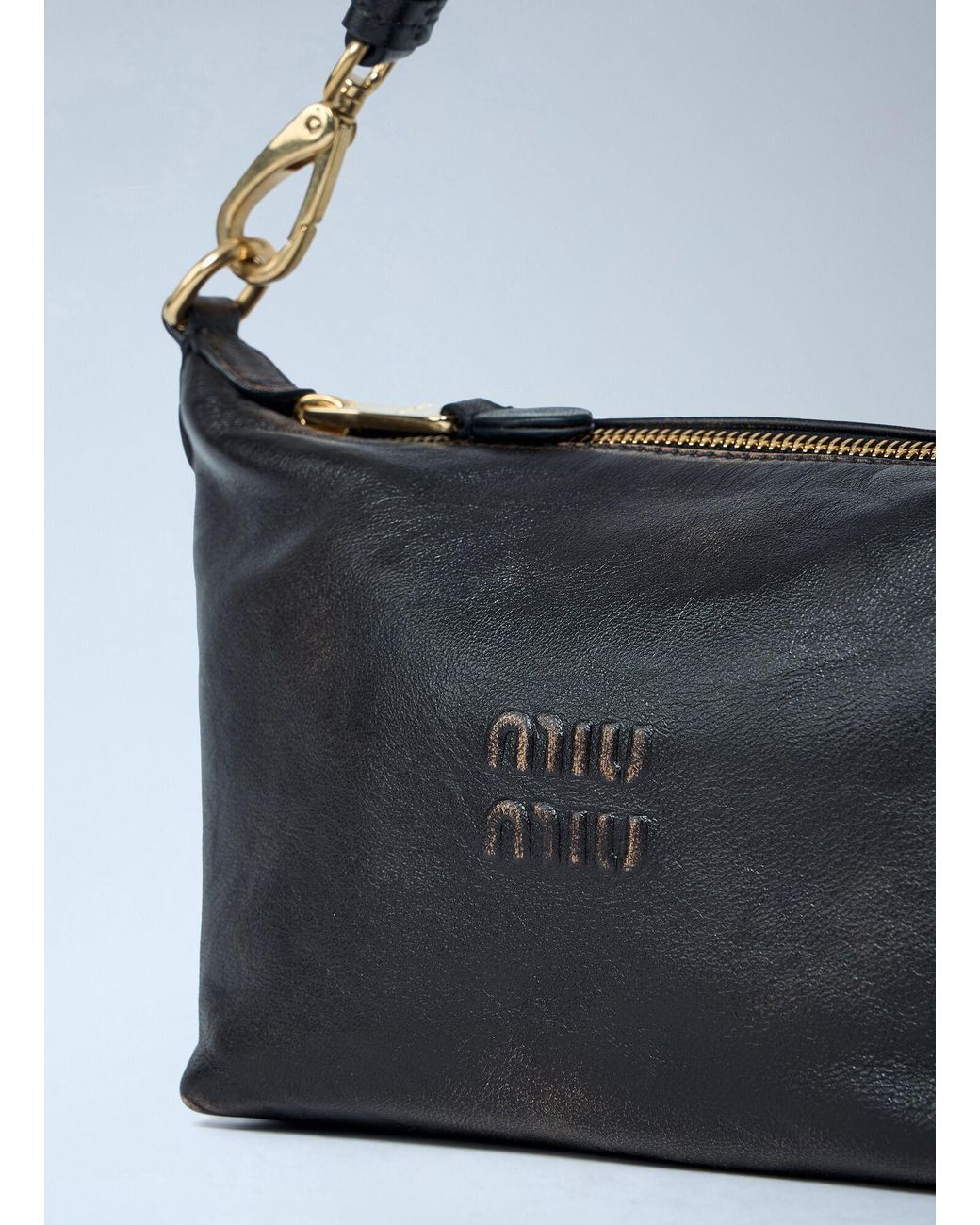 Miu Miu Blue Logo Motif Pouch Shoulder Bag