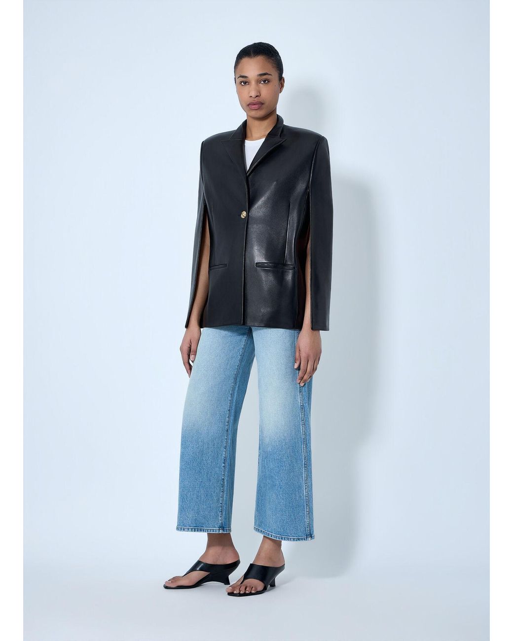 Khaite Blue Wide-Leg Denim Culottes