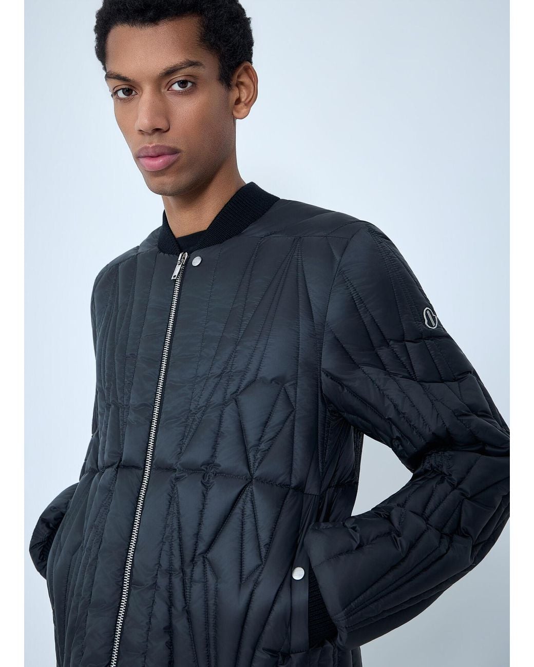 Moncler Blue Rick Owens Geocamo Flight Bomber Jacket