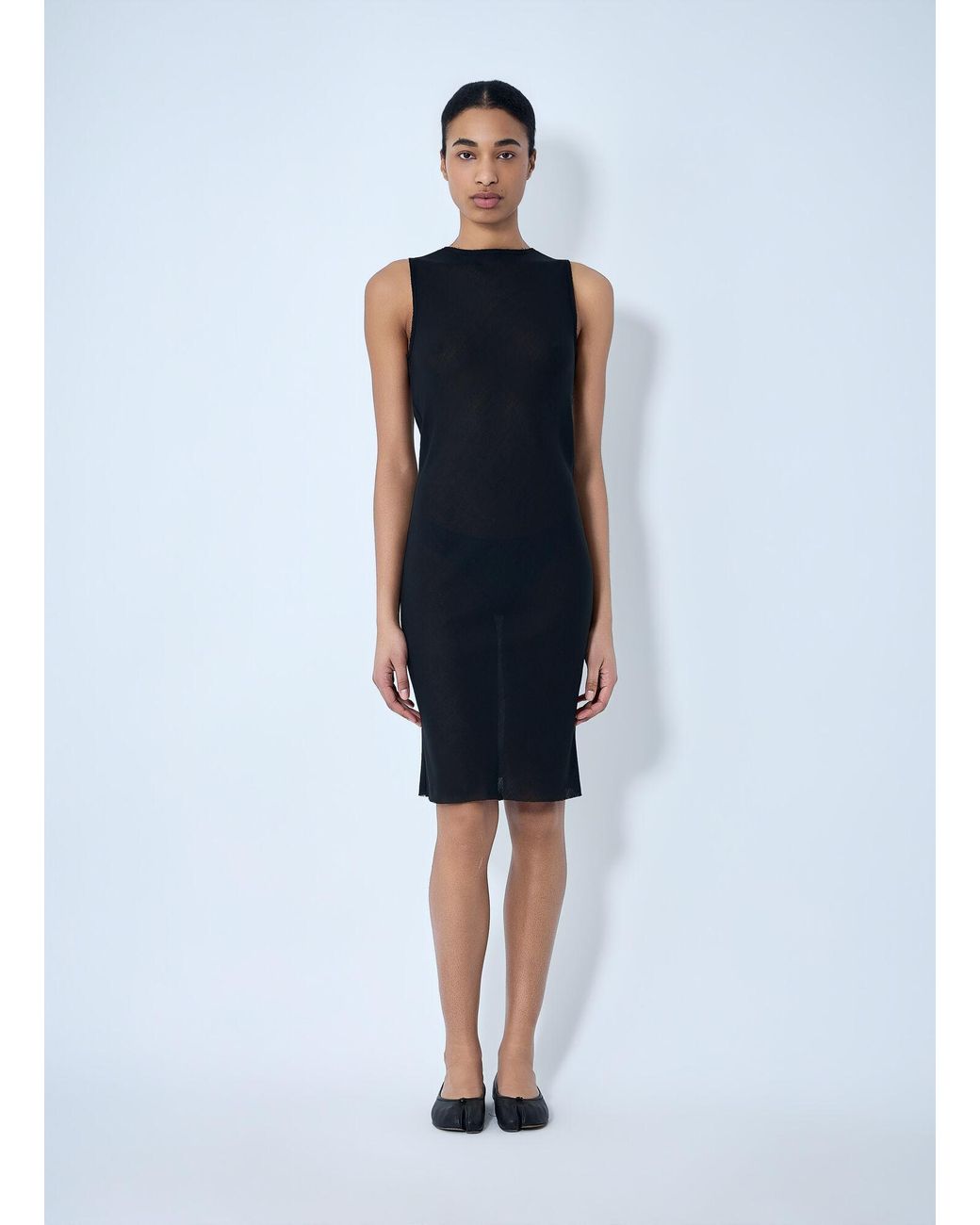 Rier Blue Sleeveless Mesh Midi Dress