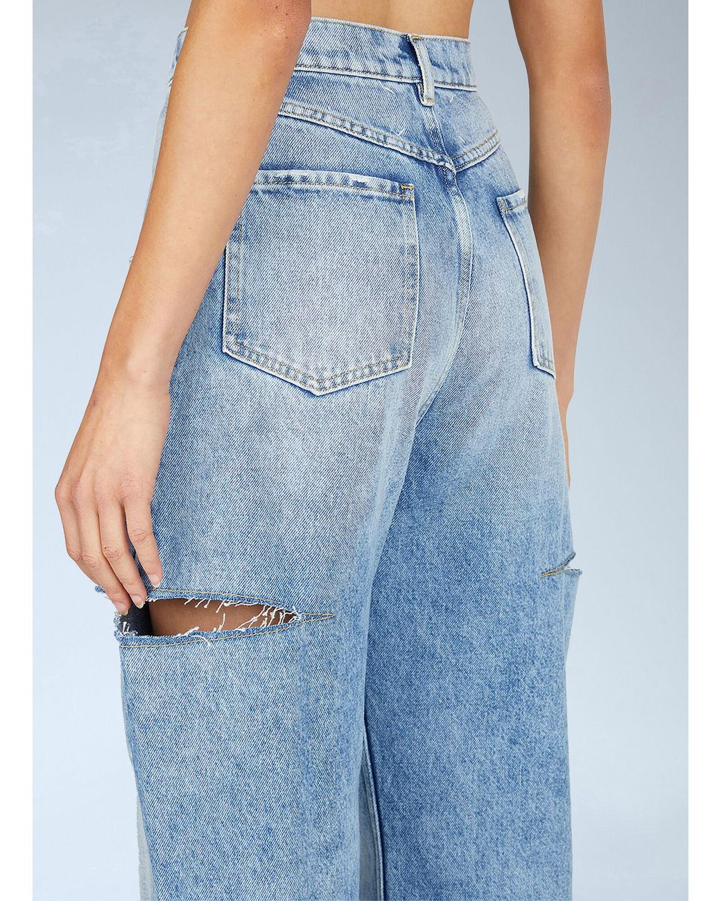 Maison Margiela Blue High-Rise Distressed Denim Jeans
