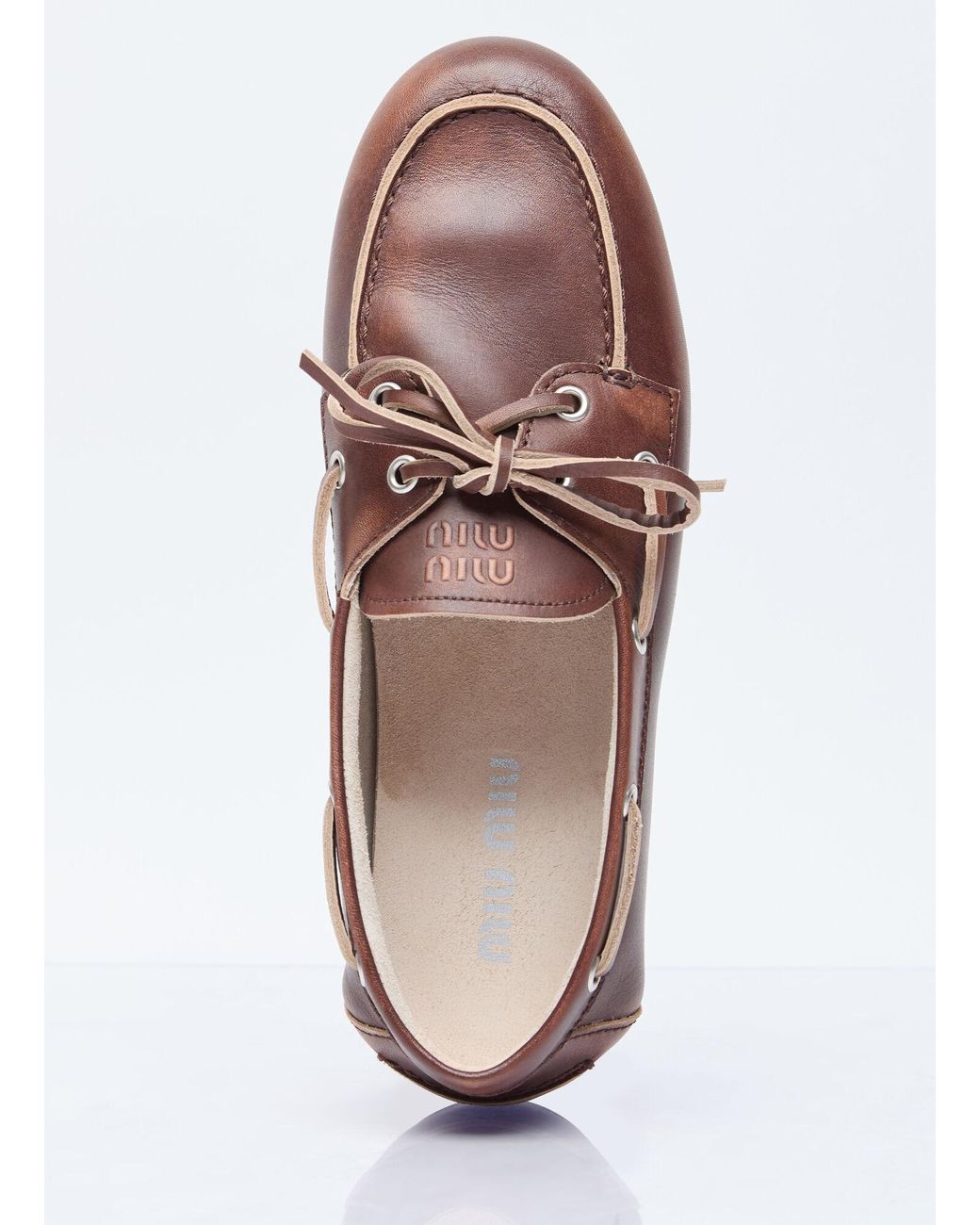 Miu Miu Brown Lace-Up Loafers