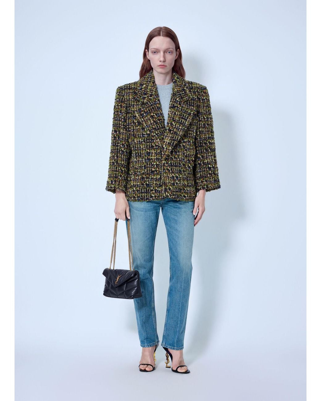 Saint Laurent Gray Single-Breasted Jacket