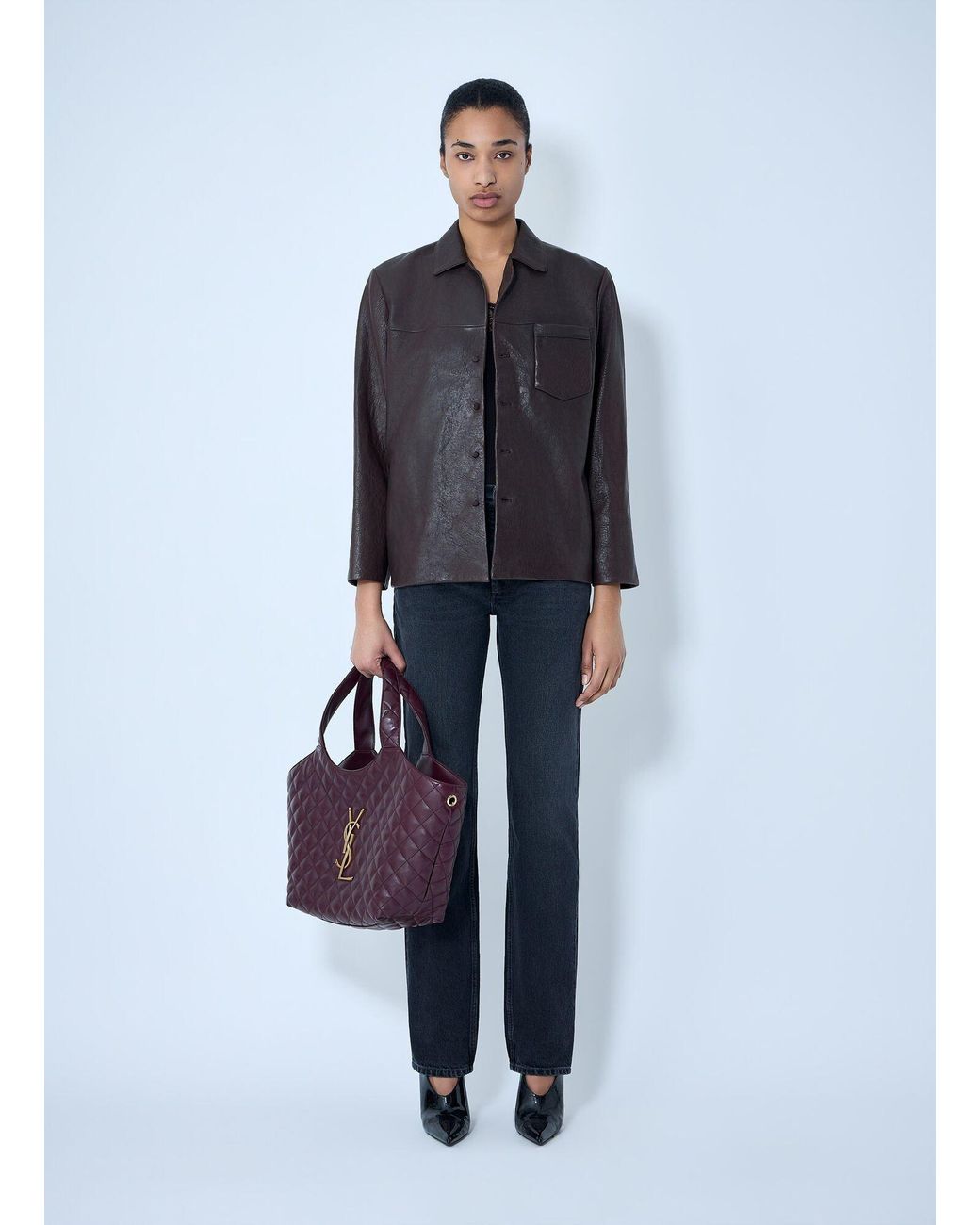 Saint Laurent Gray Leather Jacket