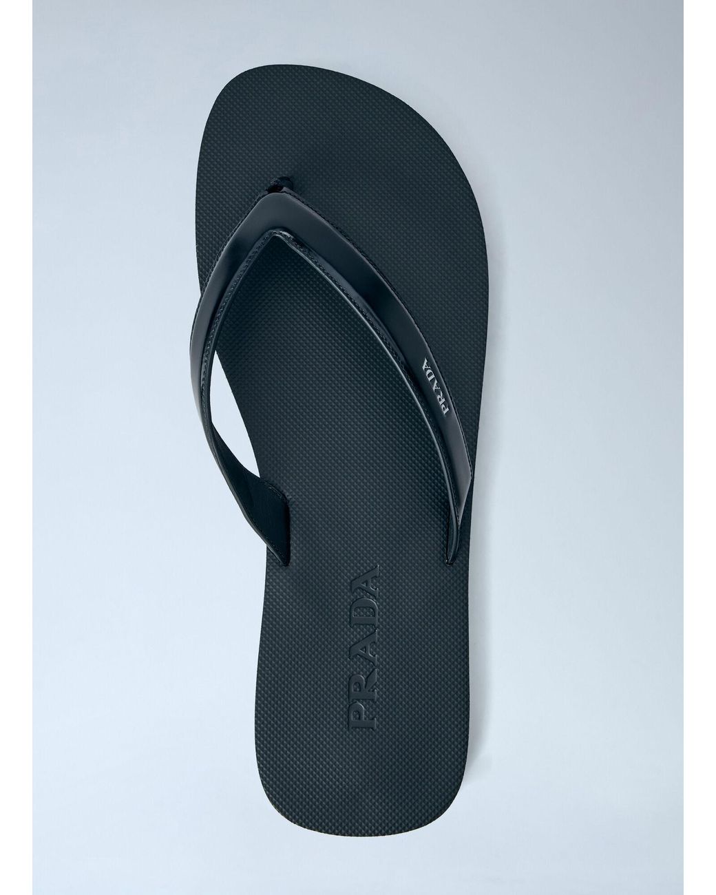 Prada Blue Logo-Embossed Leather Flip-Flop Sandals for men