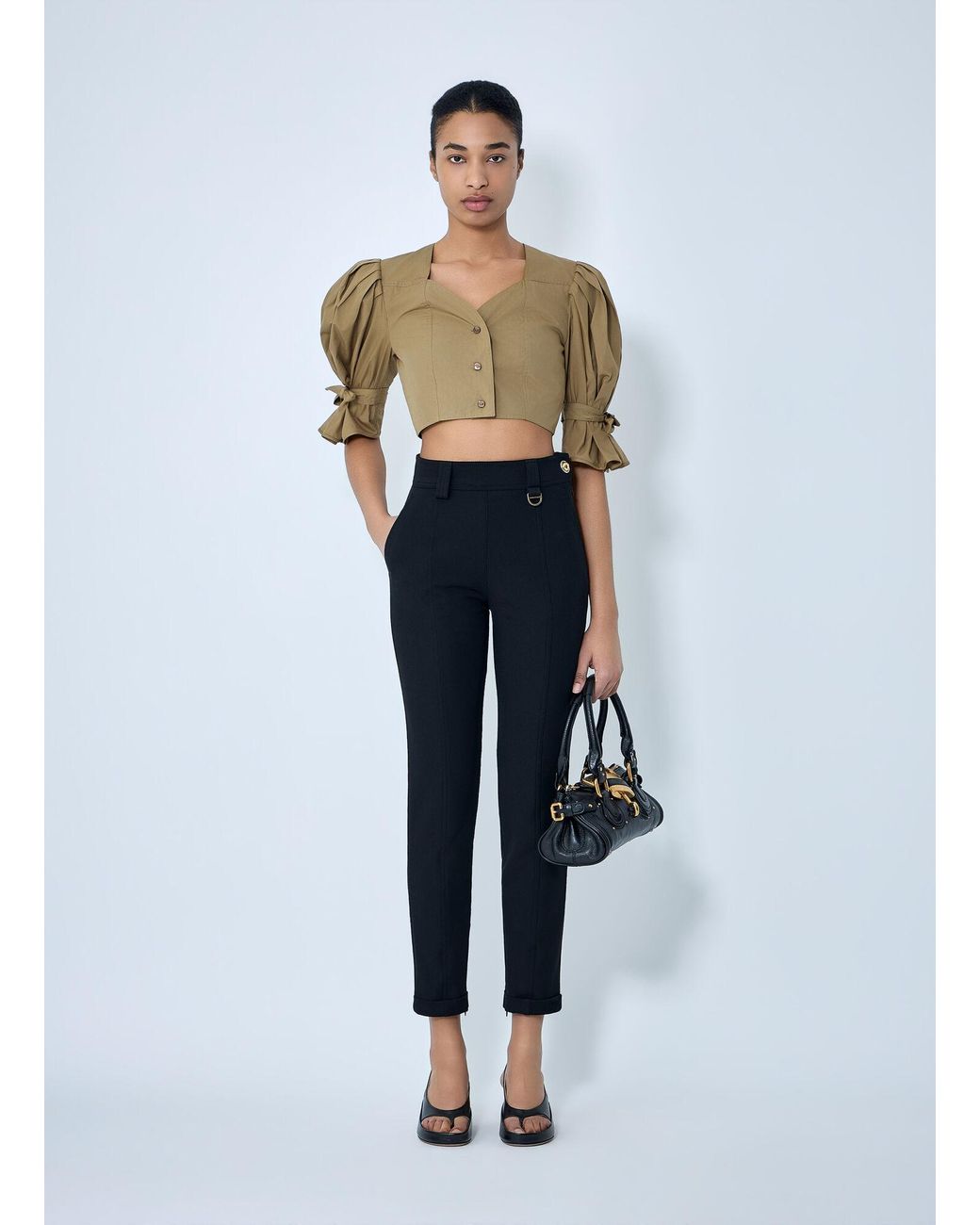 Chloé Blue Chloé Structured Cropped Blouse