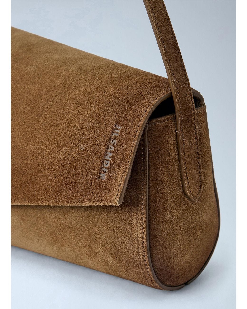 Jil Sander Gray Kante Suede Shoulder Bag