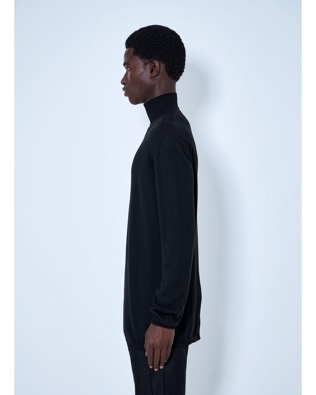Rick Owens Blue Oversized Turtleneck Sweater for men