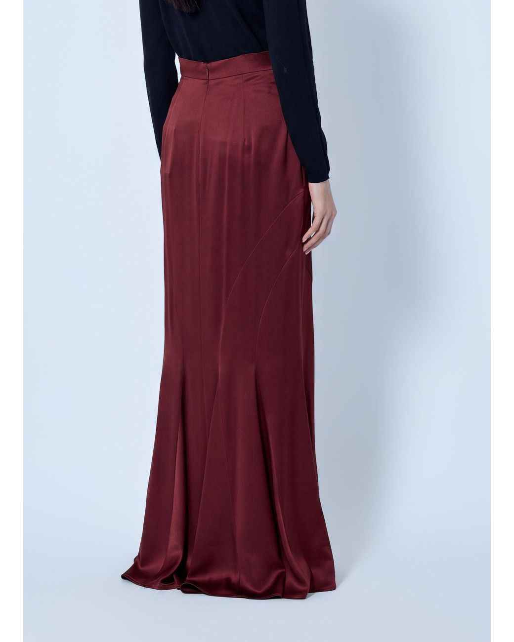 Max Mara Red Satin Maxi Skirt