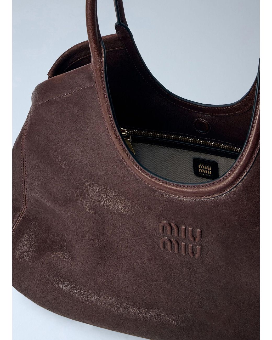 Miu Miu Brown Ivy Nappa Leather Shopping Bag