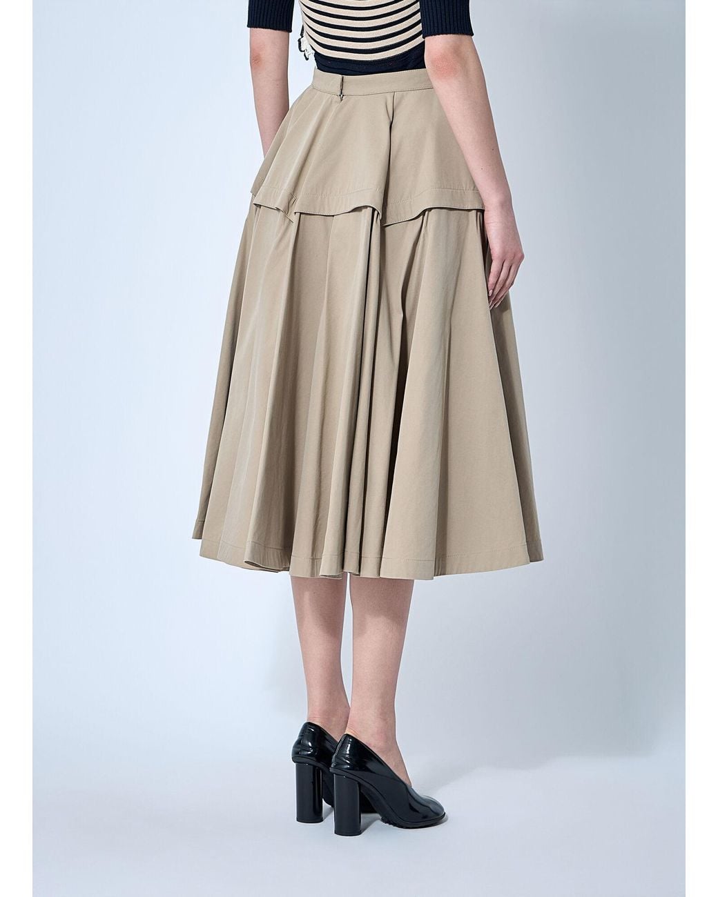 Bottega Veneta Natural Gathered Midi Skirt