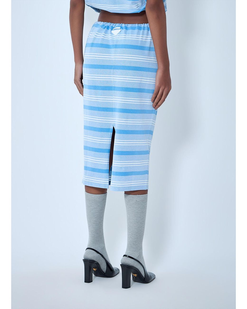 Prada Blue Striped Pencil Skirt
