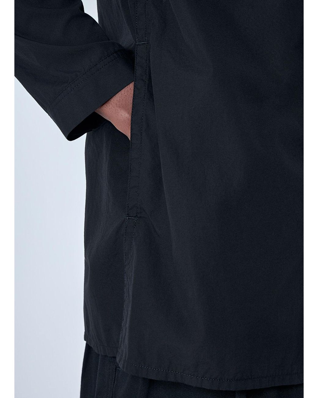 Yohji Yamamoto Blue Chain Stitch Broad Zip Open Blouse for men
