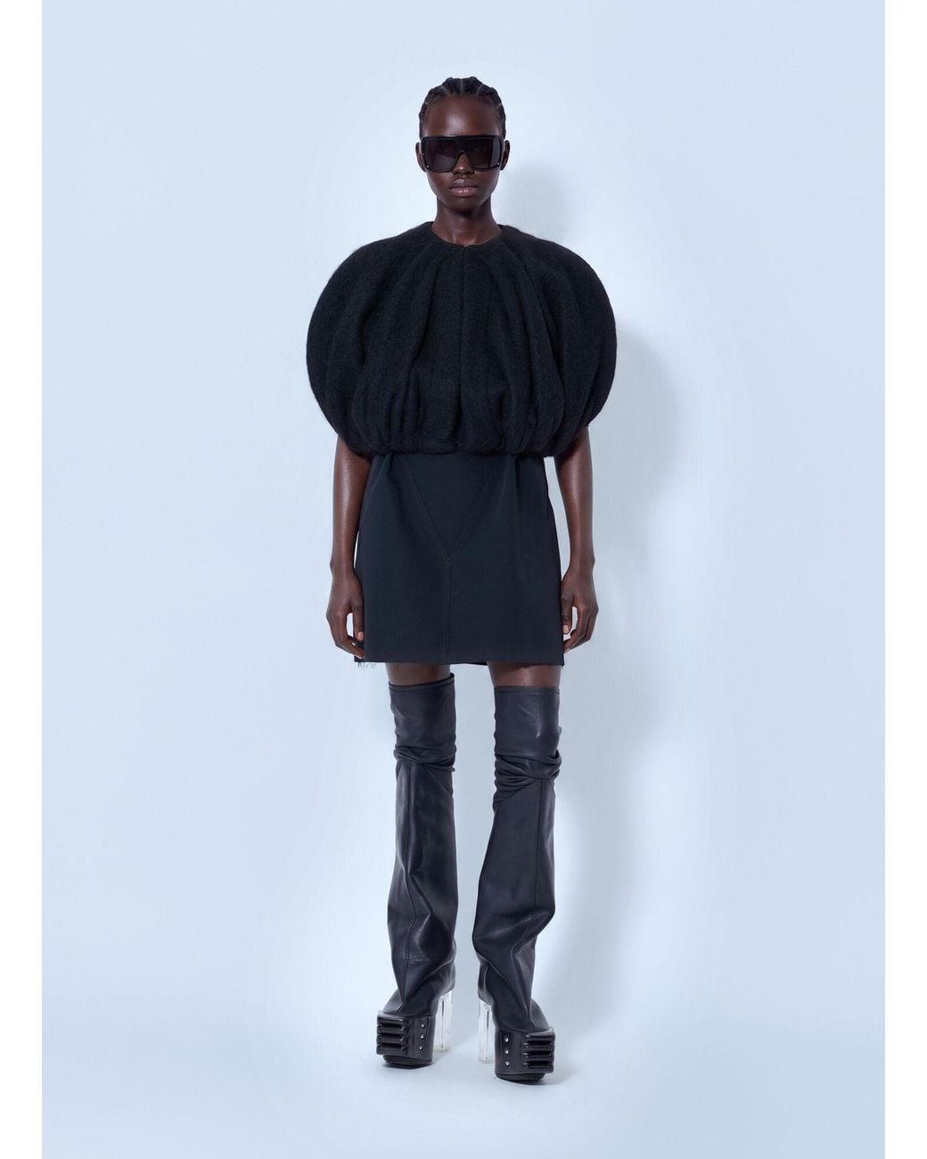 Rick Owens Blue Temple Bubble Cropped Top