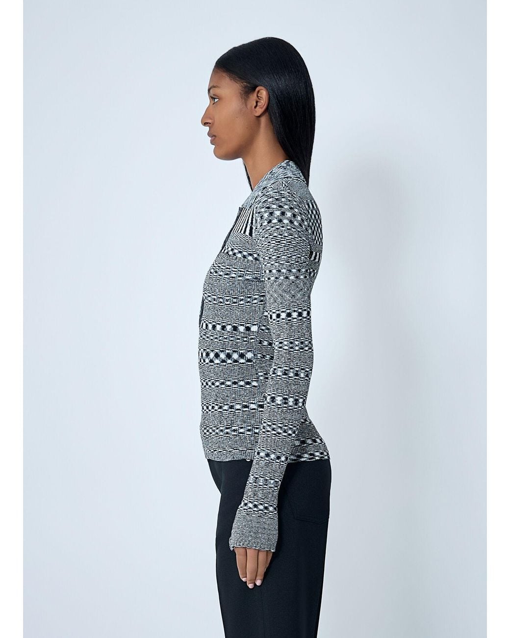 Ganni Blue Spacedyed Polo Sweater