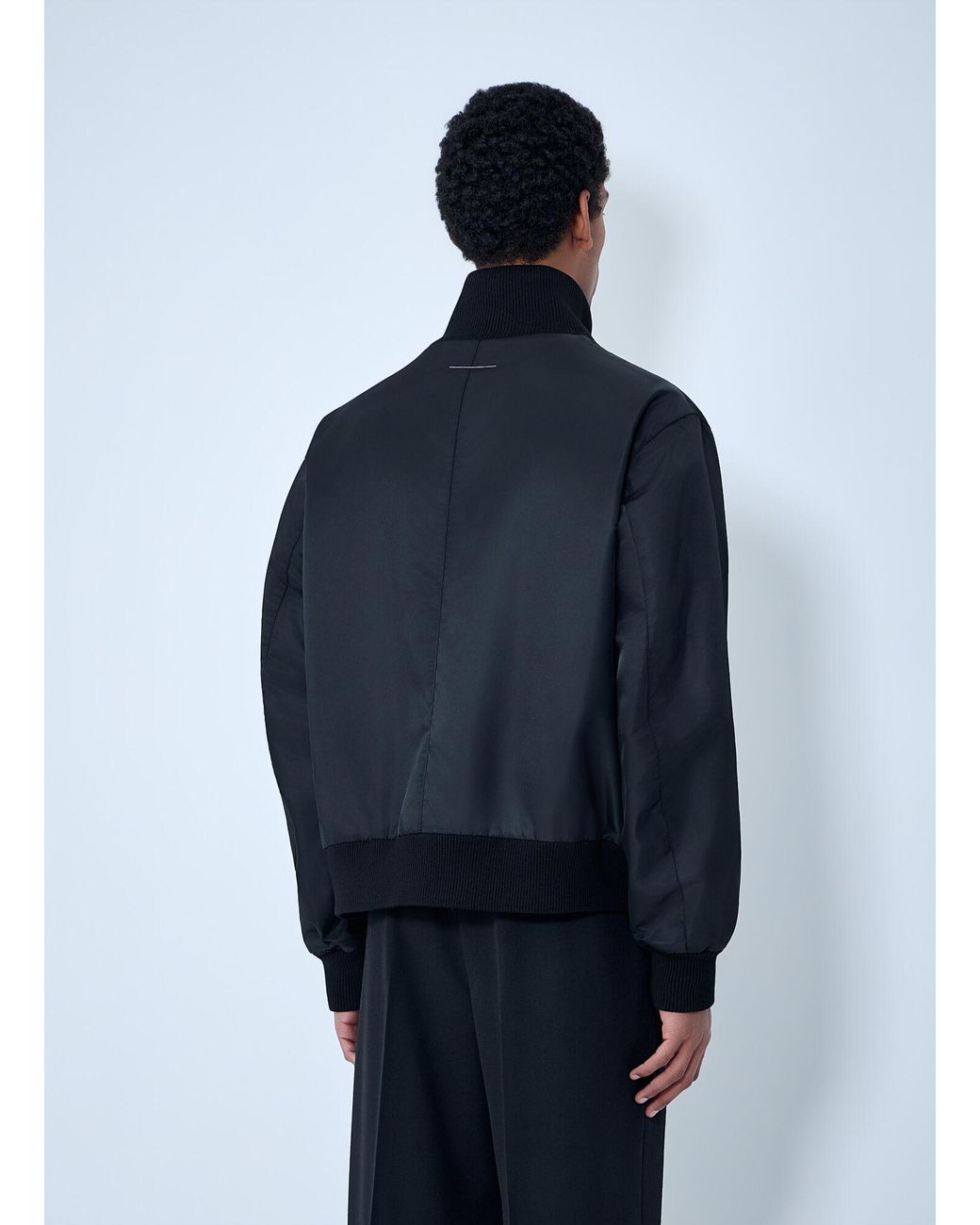 MM6 by Maison Margiela Blue High-Collar Bomber Jacket for men