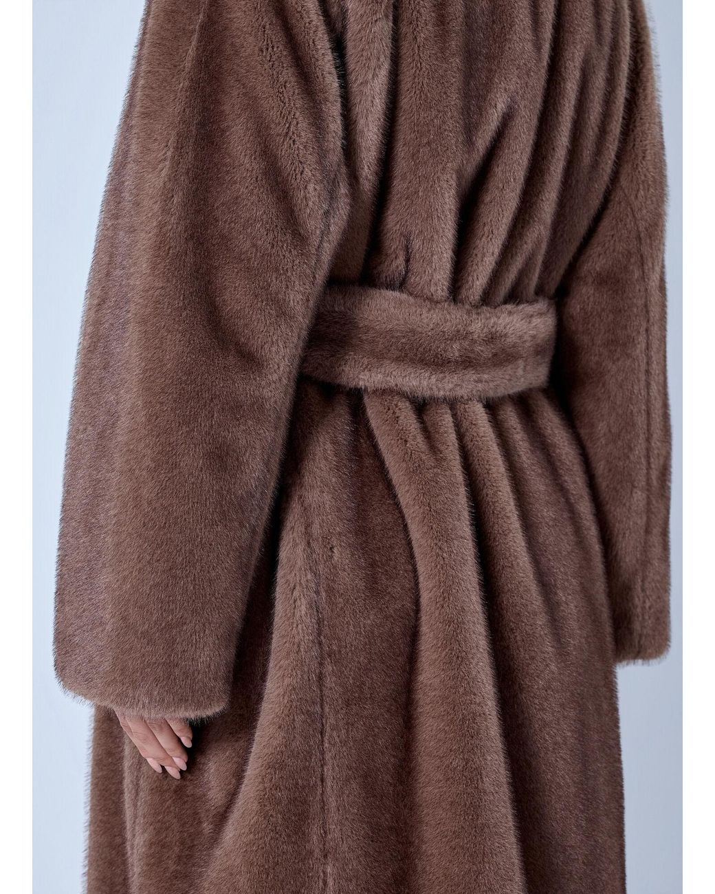 Max Mara Natural Faux Fur Belted Coat