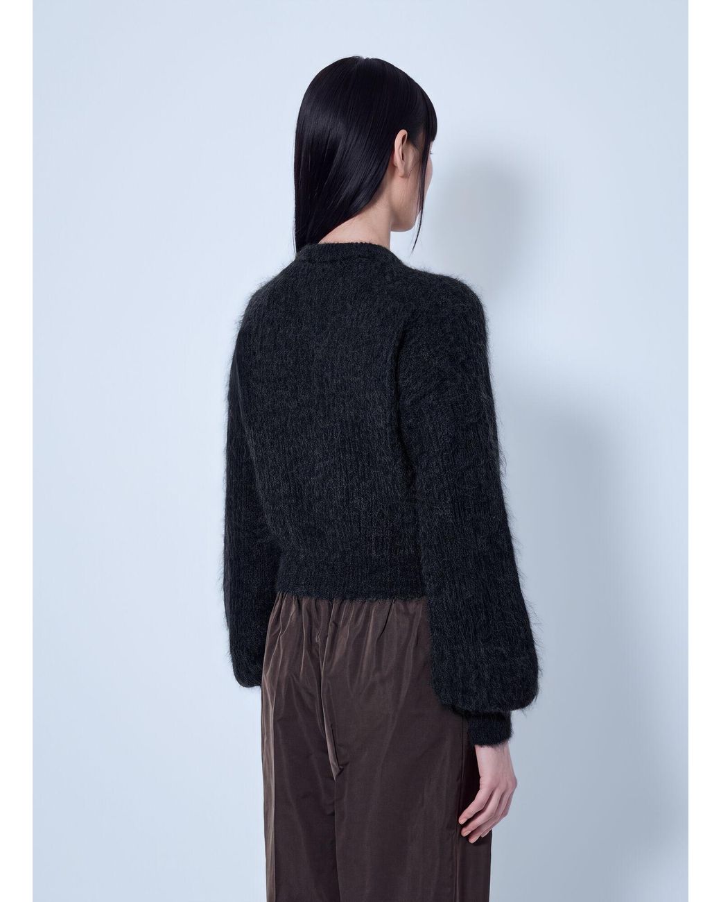 Max Mara Blue Crewneck Mohair-Blend Sweater