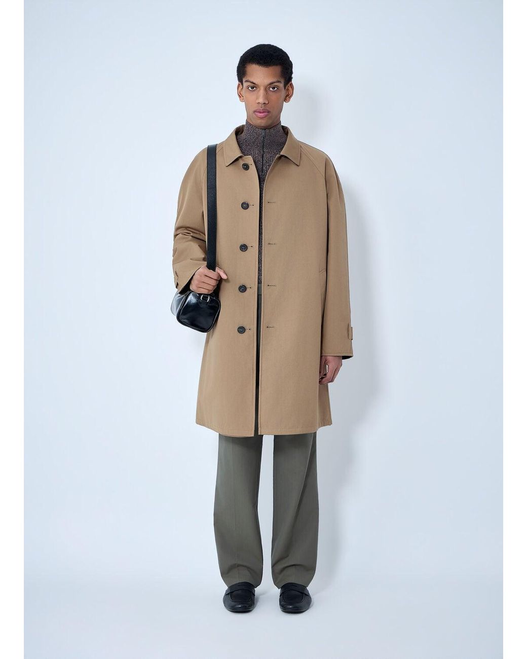 Prada Blue Reversible Buttoned Coat for men