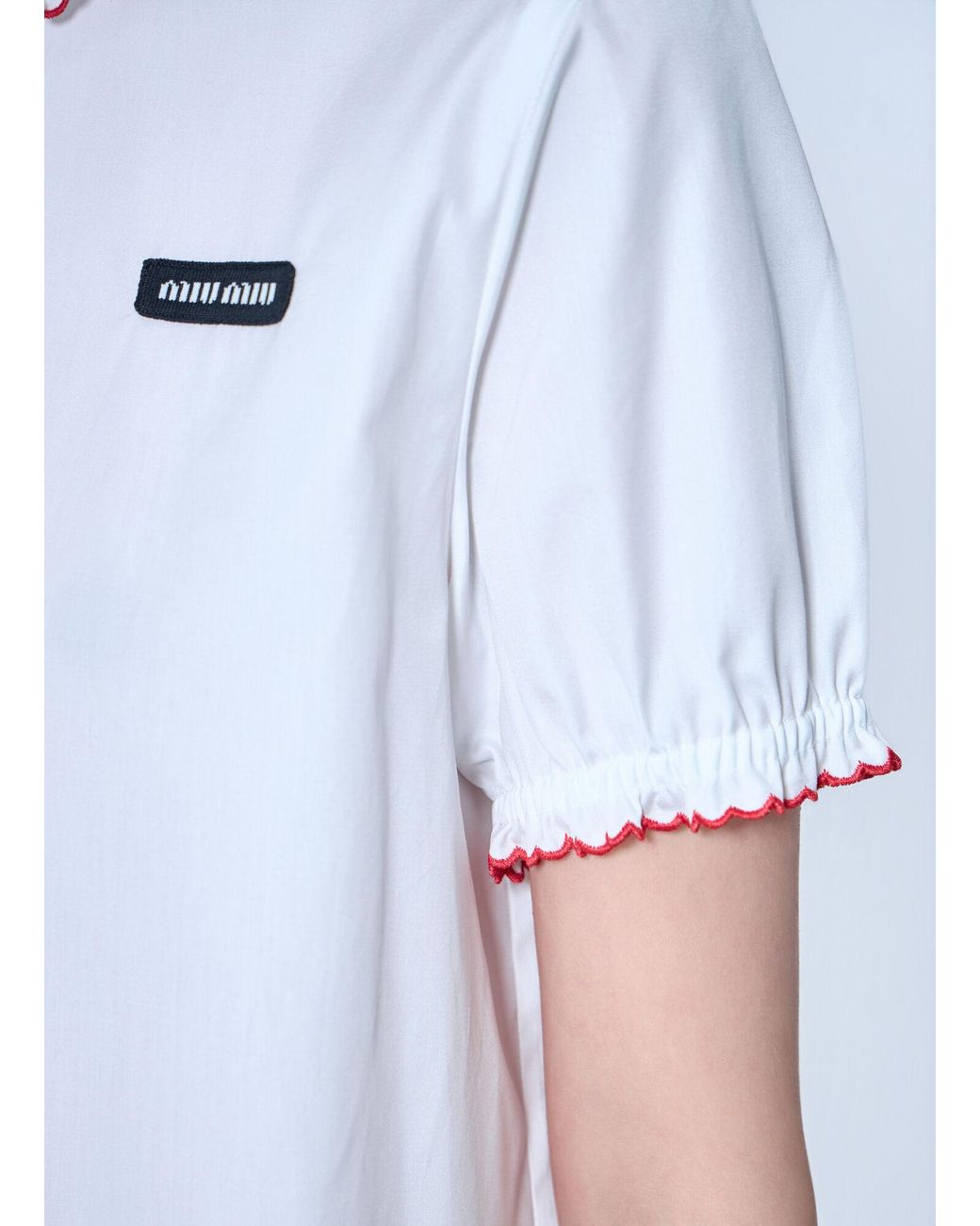 Miu Miu White Embroidered Poplin Shirt