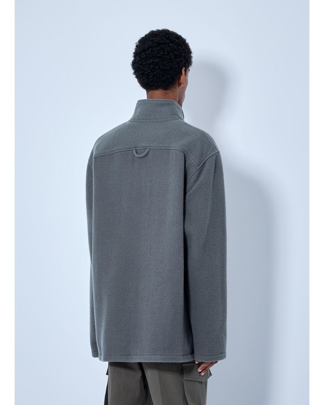Rier Gray Fleece Polo Sweatshirt for men