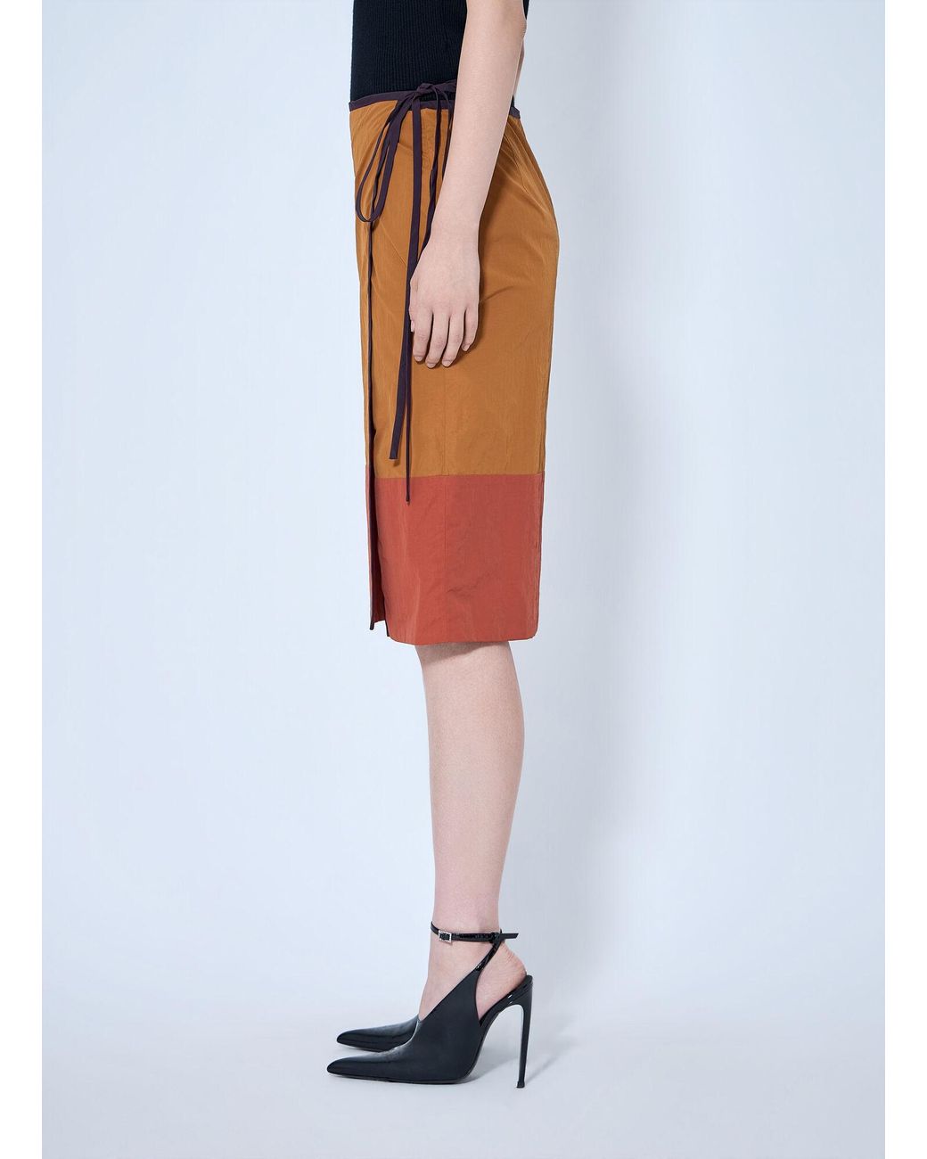 Saint Laurent Orange Wrap-Tie Skirt