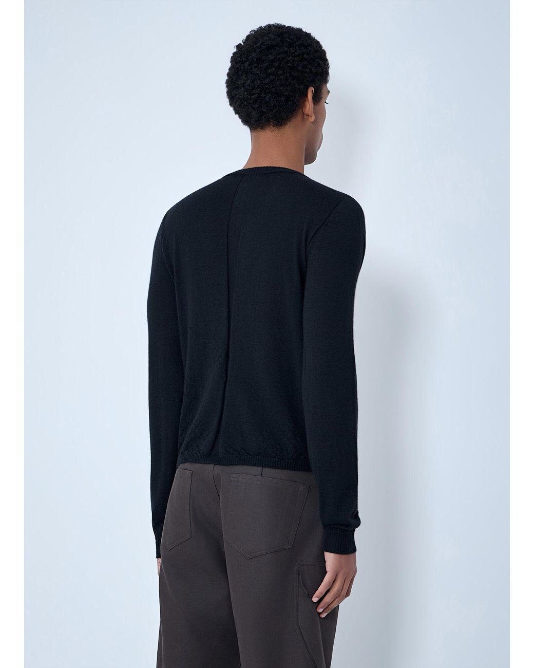 Rick Owens Blue Fine Knit Wool Sweater for men