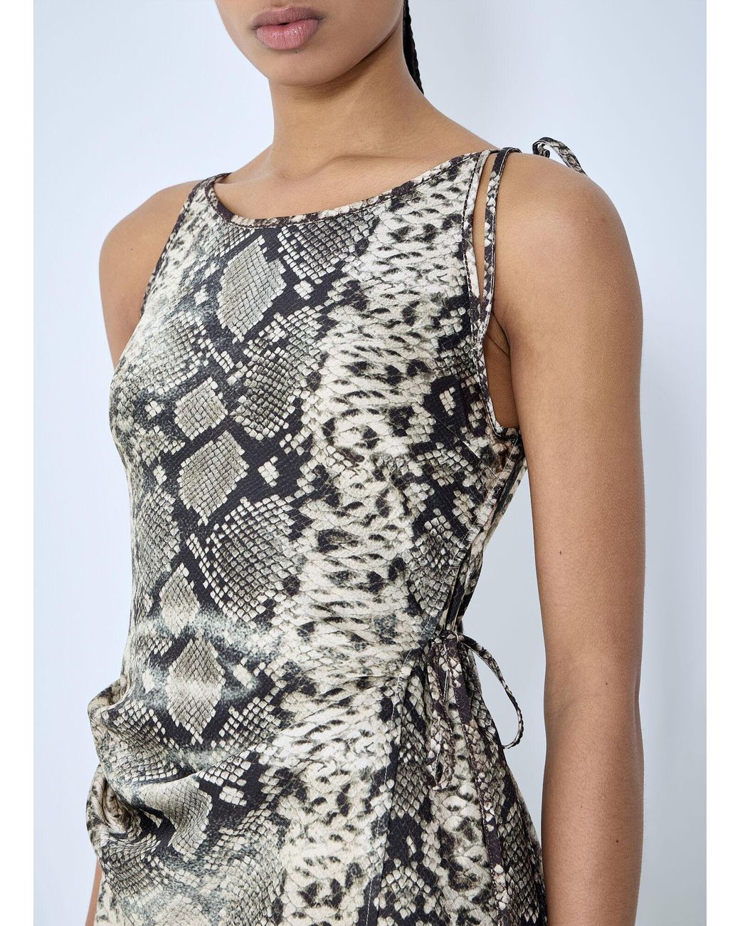 Acne White Satin Python Print Midi Dress