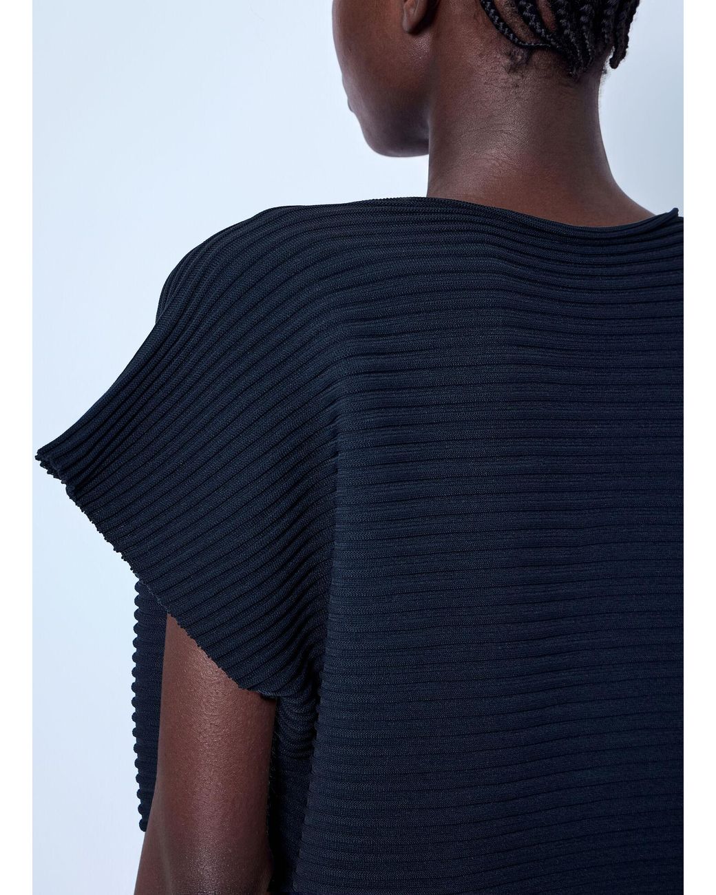 Pleats Please Issey Miyake Blue Zig Zag Knit Dress
