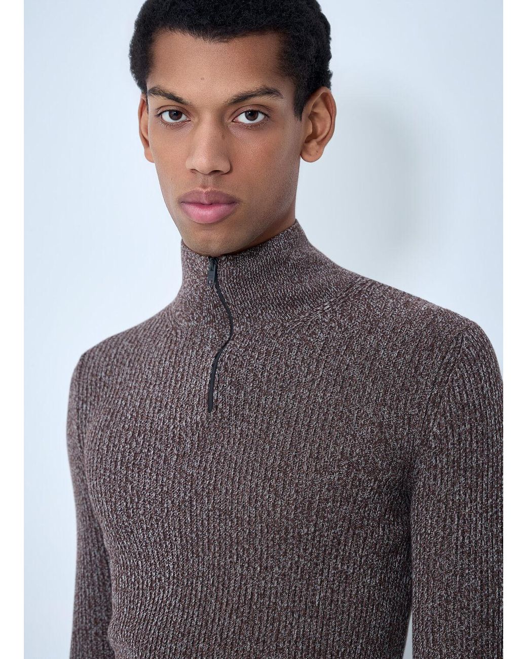 Prada Gray High Neck Zip Sweater for men
